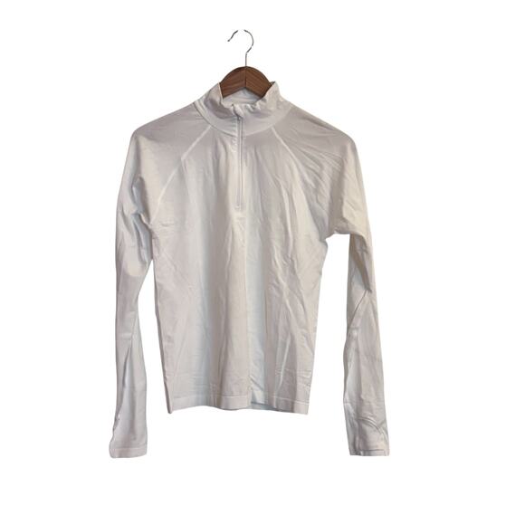 Athleta Momentum Seamless Half Zip Pullover White Medium UPF 40+ Gym Yoga - Picture 2 of 8